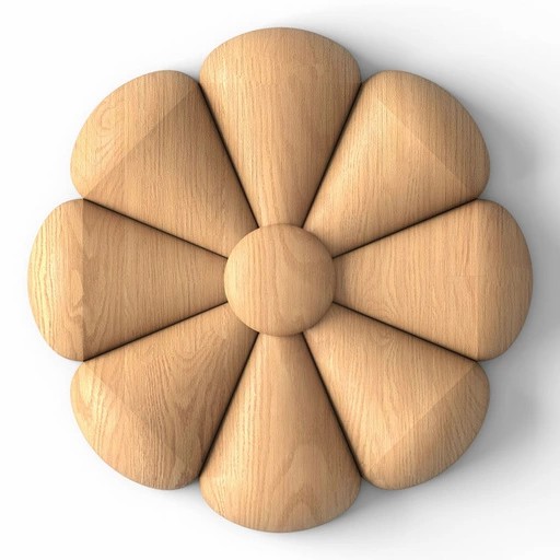 UNFINISHED SMALL FLOWER ROUNDED ROSETTE FROM OAK