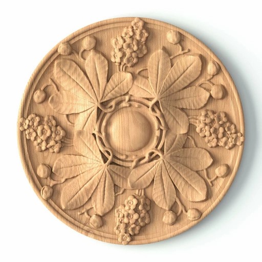 DECORATIVE ROSETTES WITH CHESTNUT LEAVES ART NOUVEAU