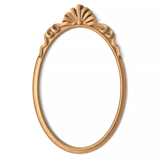 ROMANTIC STYLE SOLID WOOD OVAL FRAME MIRROR WITH A RIBBON BOW