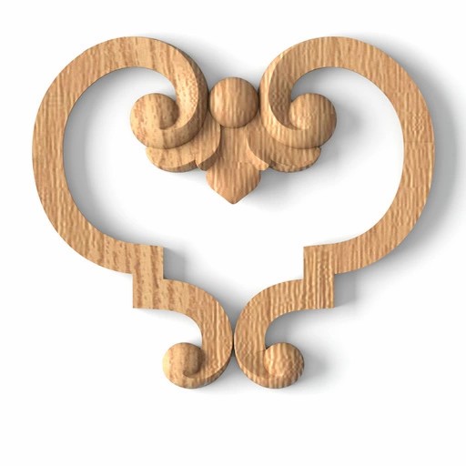Handcrafted heart-shaped wooden applique