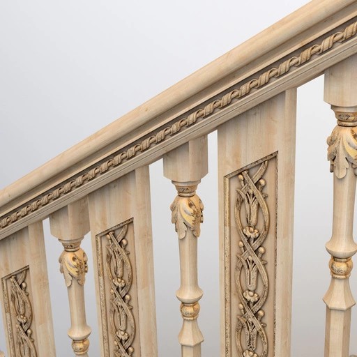 WOOD BALUSTERS WITH LILIES RECTANGULAR ART NOUVEAU STYLE