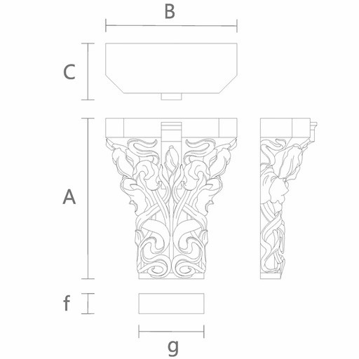 Pilaster capital with irises Art Nouveau style