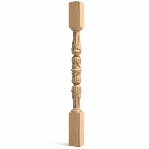 ORNATE FLUTED NEWEL POST FROM SOLID WOOD