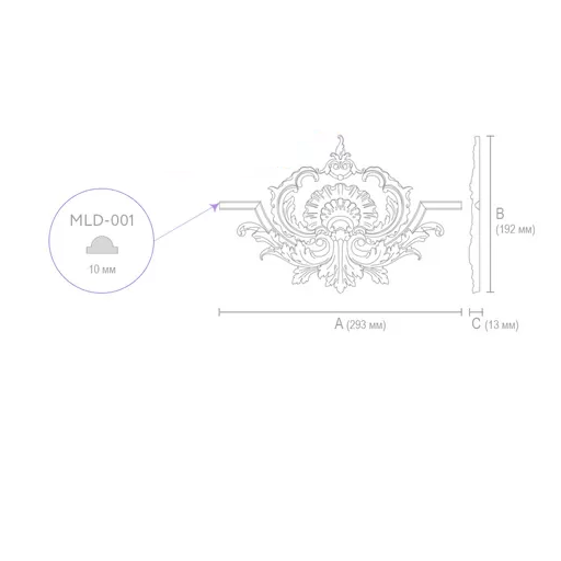 BAROQUE-STYLE SOLID WOOD ACANTHUS ONLAY FOR MOULDING