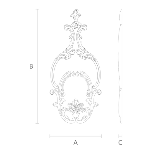Decorative set of curved overlays with an elegant center