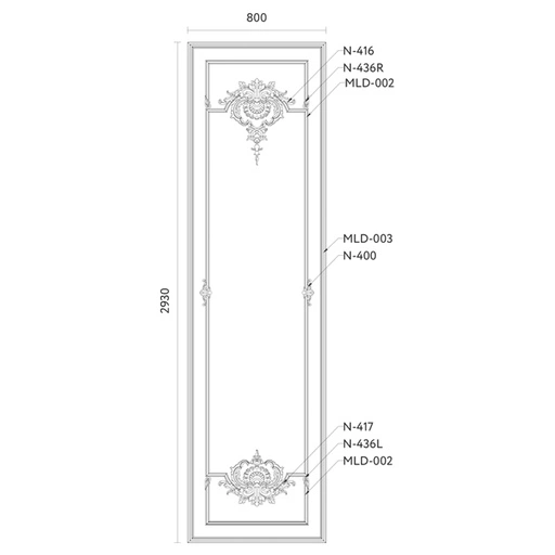 FRENCH WALL PANELS WITH SHELL AND ELEMENTS OF FLORAL DESIGN