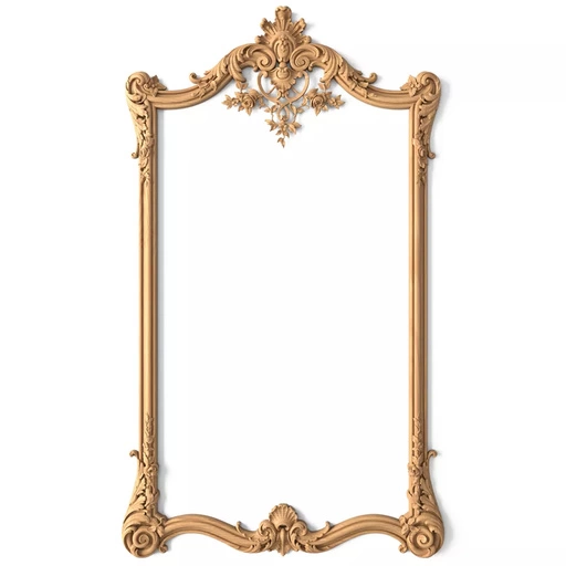RECTANGULAR WOOD HAND CARVED ROCOCO FRAME MIRROR