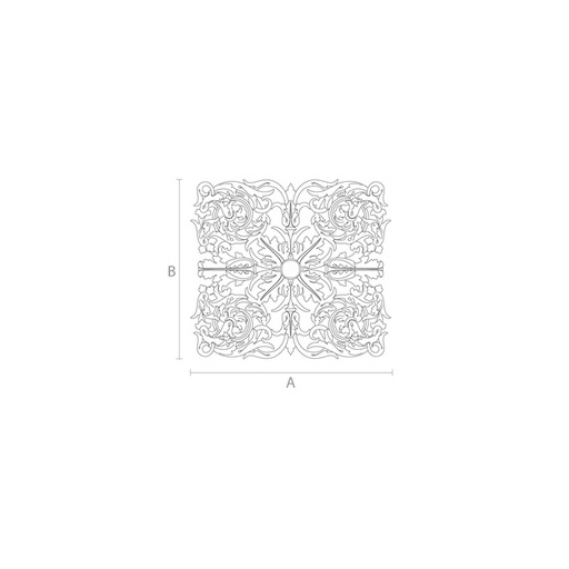 Ornate Baroque onlay for coffered ceilings from oak