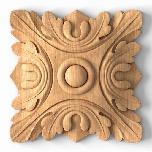 WOOD ROSETTE APPLIQUES SQUARE FLORAL