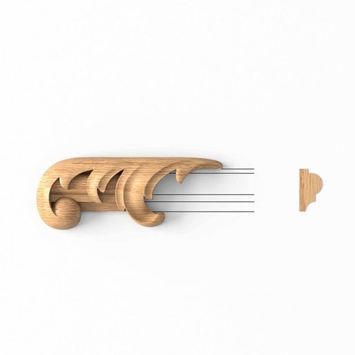 CLASSIC-STYLE HARDWOOD SCROLL APPLIQUE FOR MOULDING, LEFT
