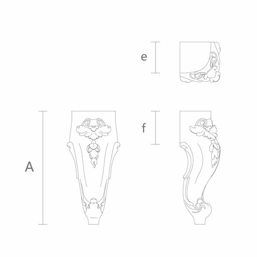 Wooden furniture feet with acanthus leaf queen Anne (1 PC)
