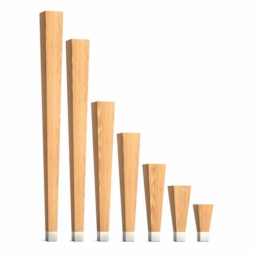 Tapered block table legs with steel tips