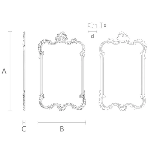 LARGE ORNAMENTAL ROCOCO STYLE FRAME MIRROR FROM WOOD