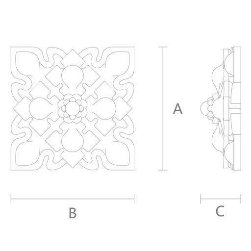 DECORATIVE ROSETTE SQUARE GOTHIC