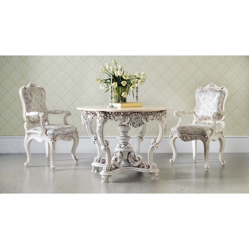 LUXURY ROUND SOLID WOOD ROCOCO COFFEE TABLE