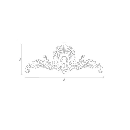 Ornamental Baroque center applique with a shell from wood