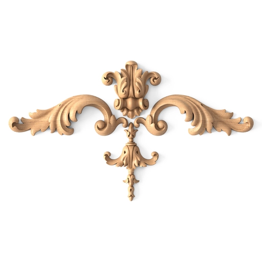 Wooden Baroque style set with scrolled acanthus appliques