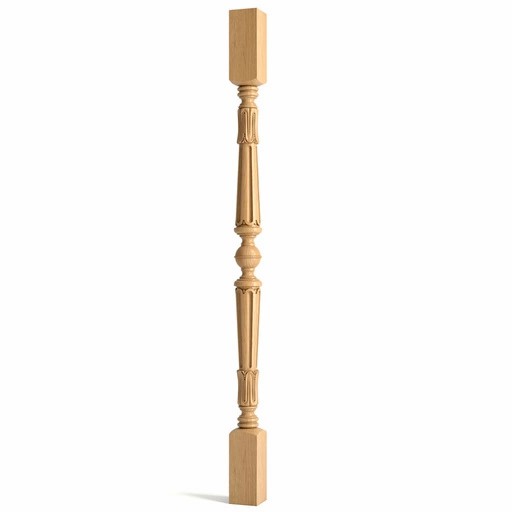 UNFINISHED SOLID WOOD FLUTED BALUSTER FOR STAIRCASE