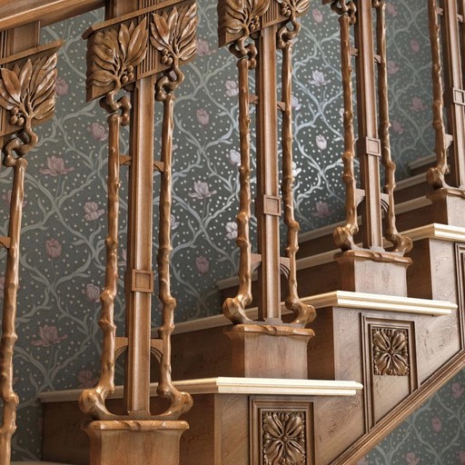 ART NOUVEAU DECORATIVE OAK BALUSTER WITH LAUREL STEMS