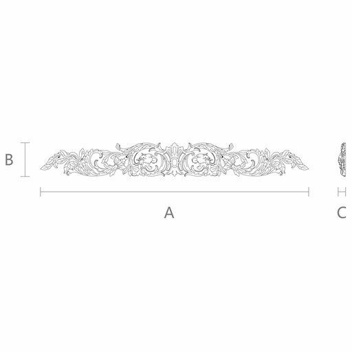 Ornamental oak Baroque floral onlay with lion heads