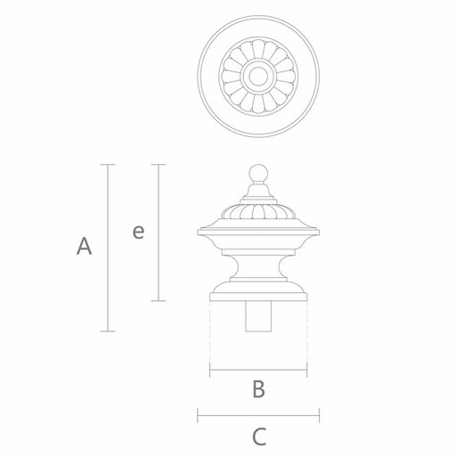 Decorative Antique style wooden staircase finial