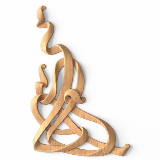 Art Nouveau-style solid wood decorative corner Winding Ribbons, Left