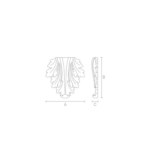 Miniature acanthus leaf onlay for furniture from beech