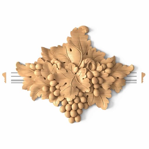RELIEF DECORATIVE CENTER ONLAY WITH GRAPES FROM WOOD