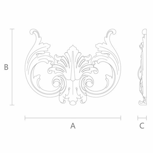 Decorative wooden pilaster onlay with acanthus leaves