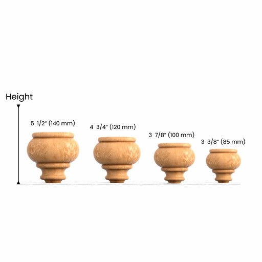 Bun feet for furniture rounded tapered gothic style (1 PC)