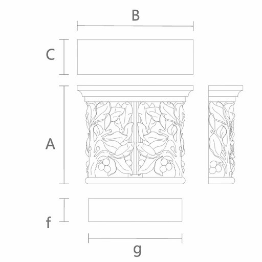 Pilaster caps decorative with bay leaves and berries Art Deco style