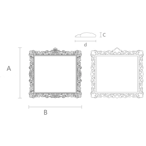 WOOD ORNATE FRAME WITH ACANTHUS LEAVES AND SCROLLS BAROQUE STYLE