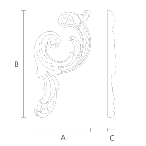 Classical acanthus scrolls wooden onlay, Left