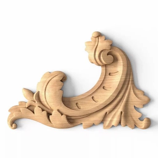Onlay applique corner acanthus leaves baroque style, right