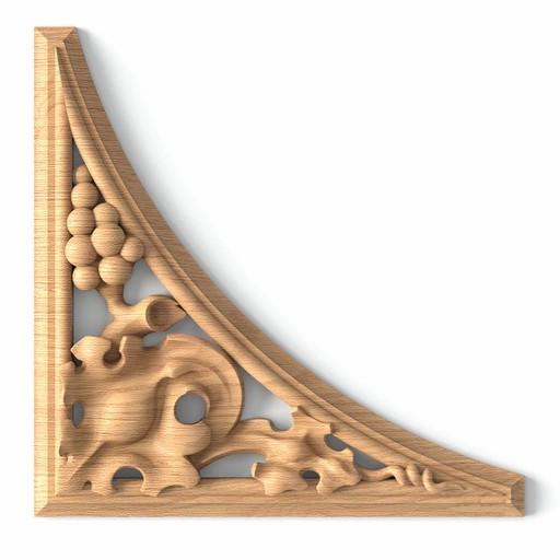Handcrafted hardwood corner onlay with Grapes, Left