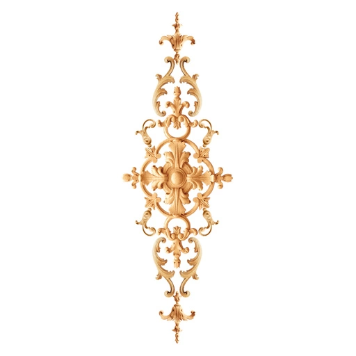 ELONGATED WOODEN OPENWORK SET OF OVERLAY DECORATED WITH FLORAL ELEMENTS