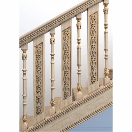 WOOD BALUSTERS WITH LILIES RECTANGULAR ART NOUVEAU STYLE