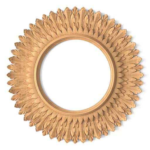 NEOCLASSICAL WALL-MOUNTED SUN FRAME MIRROR FROM BEECH