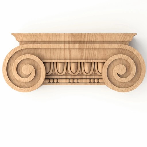 Architectural wood capitals with bead moulding and egg and dart motif