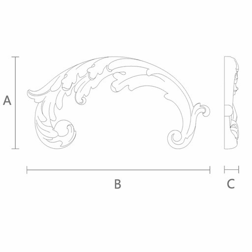 Classic-style wooden half-round decorative onlay, Left