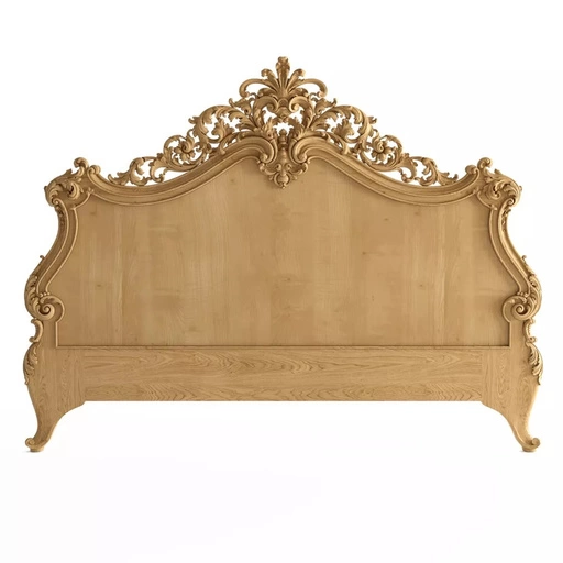 ORNAMENTAL HARDWOOD BAROQUE STYLE CARVED HEADBOARD