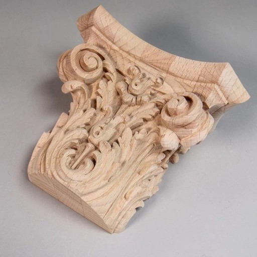 Corinthian capital for half column with bellflowers and volutes