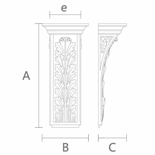 LARGE WALL CORBEL WITH ACANTHUS LEAF NEOCLASSICAL