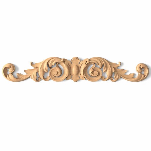 Solid wood openwork scroll center applique