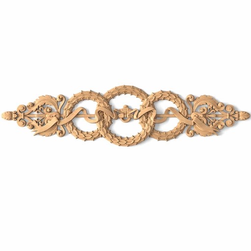 Victorian wooden center onlay with laurel wreaths and ribbons