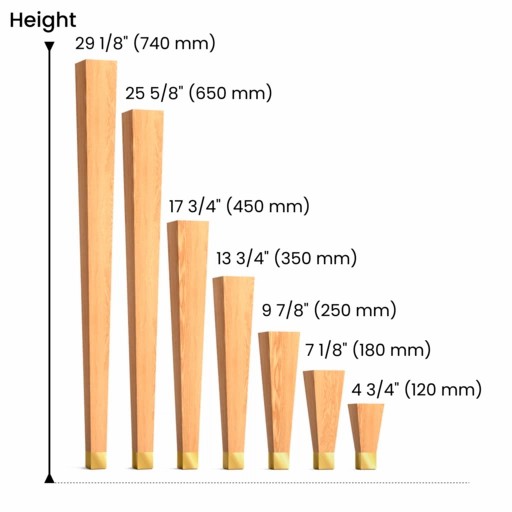 Square block table legs with gold tips
