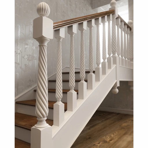 CUSTOM WOODEN ROUND BALUSTER WITH SPIRAL ORNAMENTATION