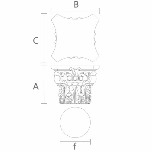 Ornamental columns tops with volutes and acanthus composite order