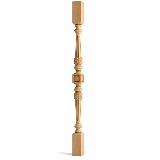 BAROQUE STAIRCASE SPINDLES WITH GEOMETRIC ELEMENTS FROM OAK