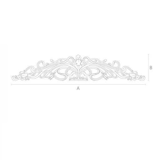 Art Nouveau center applique with an iris flower from wood